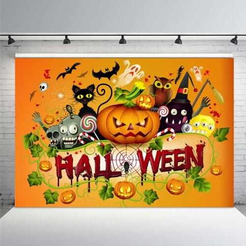 MEHOFOTO Halloween Party Photography Background Candy Dark Castle Witch Pumpkin Lollipop Children Backdrop Booth Photo Studio