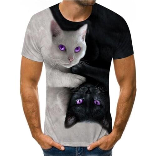 Anime Cat Series Hot Ale Summer Fashion Mens Casual Sports T-Shirt Handsome Breathable Cotton O-neck Short sleeve 3D Printing