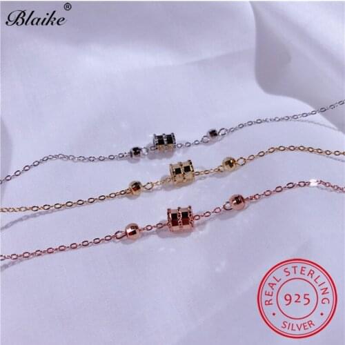 Korean s925 Sterling Silver Chains Bracelets For Women Cute Lucky Beads Charm Bangle Bracelet Wedding Minimalist Fine Jewelry