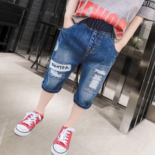 Boys short pants childrens denim clothes 2020 summer boys shorts knee length leggings big kids casual cotton letter trousers