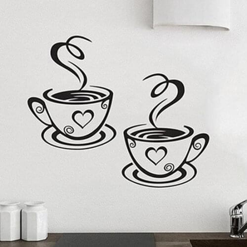 Hot Sale Home Kitchen Restaurant Cafe Tea DIY Wall sticker Coffee Cups Pattern Sticker Fashion Romantic Wall Decor Wall Stickers