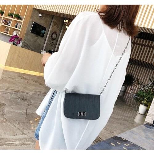 Chain pu small square bag lock shoulder handbag simple and fashionable diagonal bags