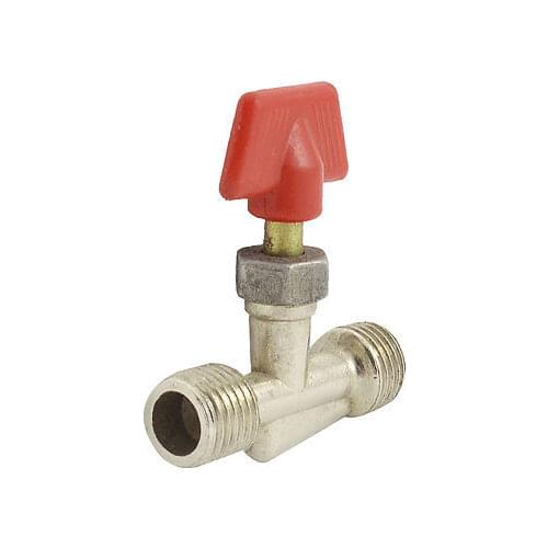 Silver Tone Metal T Shape 1/4" PT Male to Male Threaded Gas Valve