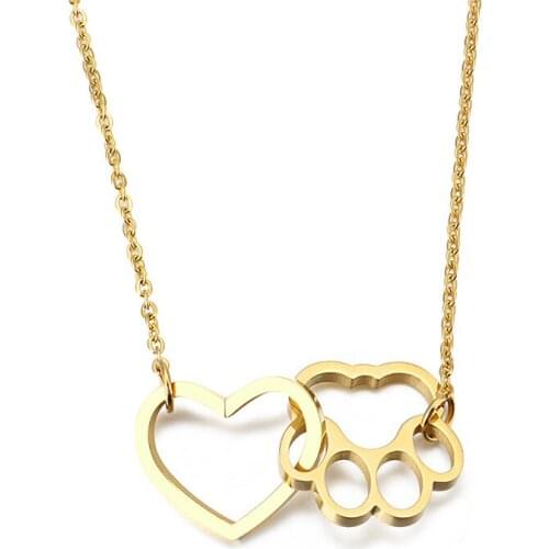 Fashion Foot Cat Claw Heart Pendant Long Clavicle Chain Necklace