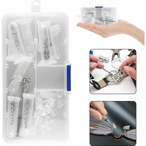 Glasses Screws and Nuts Assortment Glasses Optical Repair Tool Kit Silicone Nose Pads Assortment Set with Micro Screwdriver