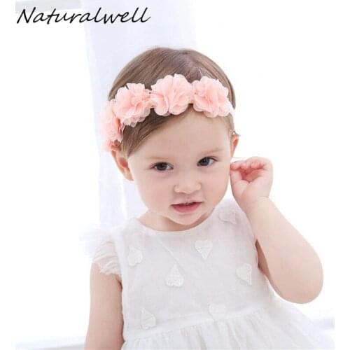 Naturalwell Flower headband bandage Lace hairband Girls hairpiece Child hair accessory Baby hairband Newborn shower gift HB090