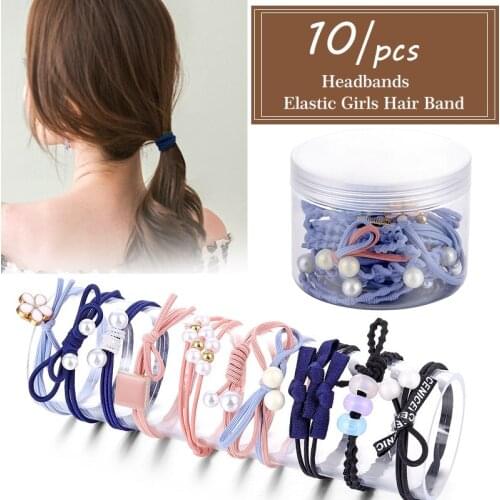 IFMIA New Girls Flower Pearl Basic Elastic Hair Bands For Women Baby Headband Pink Ring Rubber Bands Hair Accessories Set Gifts