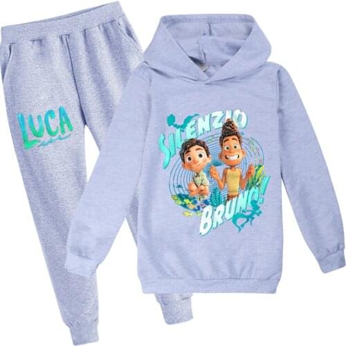 New movie Luca Boy Hoodies Sets Kids Clothes girls Teens Sweatshirt+Pants Childrens Clothing Set Spring Autumn 2-16Y Anime suit