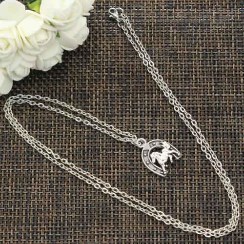 New Fashion Necklace Horse Horseshoe 23x18mm Silver Color Pendants Short Long Women Men Colar Gift Jewelry Choker