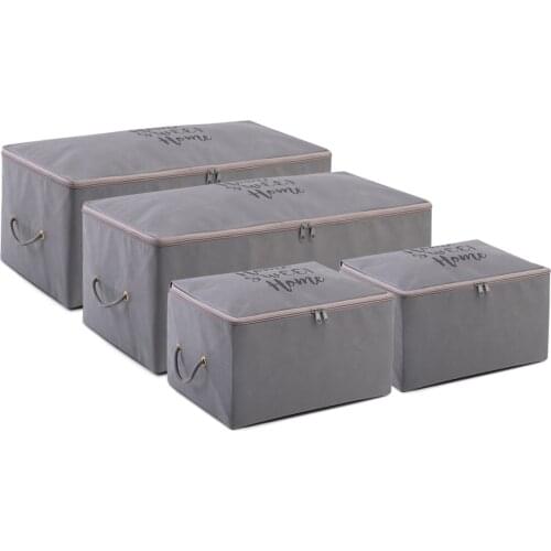 2021 New Season Hot Sale Set Of 4 Gray Color Printed Storage Bags Ideal Home Decoration For Storage Clothes Toy