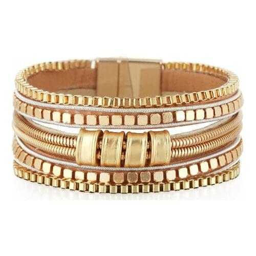 ORNAPEADIA 2021 New Bohemia Multi-layered Beaded Bracelet for Women Irregular Leather Strap Retro Female Bracelet Wholesale