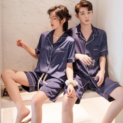Luxury Pajama suit Satin Silk Pajamas Sets Couple Sleepwear Family Pijama Lover Night Suit Men & Women Casual Home Clothing