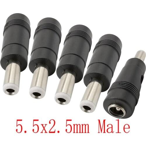 5/2/1Pcs DC Female 5.5x2.1mm to Male 5.5mmx2.5 mm DC Power Plug Jack Connector Converter Barrel Conversion Plug Connector