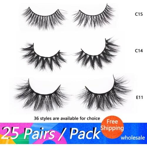 25 pairs/lot Mink Lashes 3D Mink Eyelashes Cruelty free Lashes Handmade Reusable Natural Eyelashes Makeup False Lashes Bulk Lash