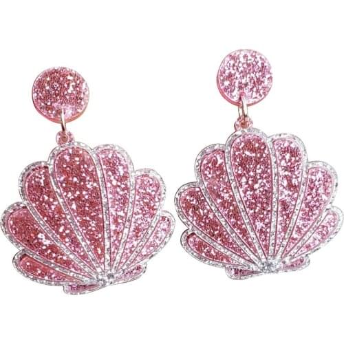 Exaggerated glitter Resin Acrylic Shell Earrings Women Large Summer Beach Earrings Party Jewelry Gift