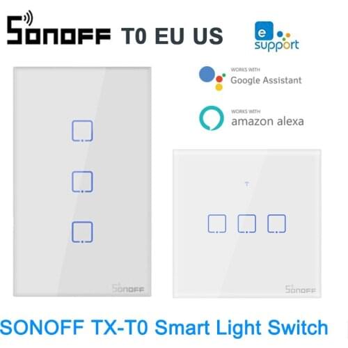 SONOFF TX T0 US/EU WiFi Smart Light Switch eWelink Smart Home interruptor Wall Touch Switch Panel For Alexa Google Assistant