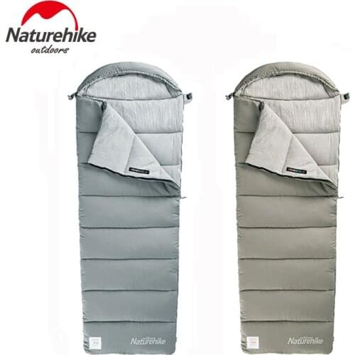 Naturehike M180 M300 M400 Envelope Cotton Sleeping Bag With Hood Camping Sleeping Bag Adult Portable Warm Down Cotton Sleeping