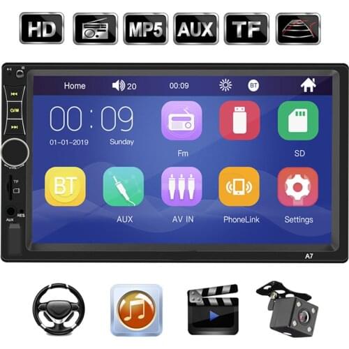 Universal 7-inch Car radio Multimedia Video Player AUX-in MP5 Player Bluetooth Playback RCA Audio Output Car Reversing Screen