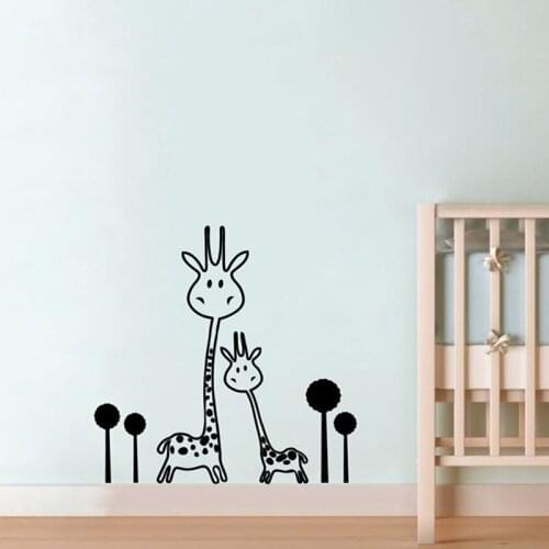 Vinyl Wall Decal Removable Giraffe Wall Sticker Baby Nursery - Animals - Two Cute Giraffes Wall Sticker Art Transfer Murals