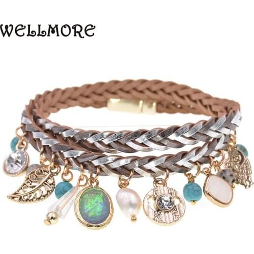 WELLMORE BOHO charm bracelets Leather Bracelets For Women bohemia women Bracelets gifts fashion Jewelry wholesale dropshipping