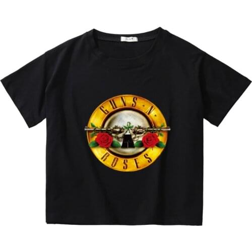 Guns.N. roses cottton short t-shirt women crop tops vintage korean t shirt women vintage summer top tee women clothes harajuku