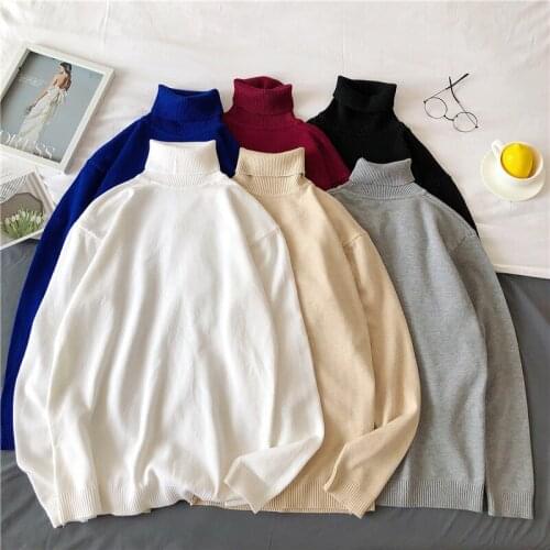 Autumn Winter Warm White Sweater Women Knitted Pullover Sweater Long Sleeve Turtleneck Slim Jumper Soft Warm Pull Femme