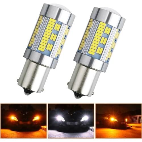 10PCS T20 7440 W21W 1156 BA15S PY21W 4014 105 SMD Canbus LED Bulb For Car Turn Signal Bulb Reverse Light No Hyperflash White 12V