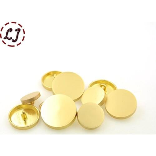 Hot sale 10pcs/lot new fashion decorative buttons high quality plane matt gold button for shirt suit overcoat sewing accessories