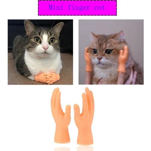 2pcs Mini Hands Funny Kitten Puppy Finger Sleeve Hand Dolls Pet Massager Gloves Kit Early Education Toys Left Right Mini Hands