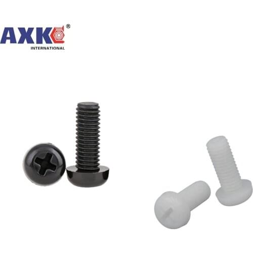 50pcs M2 M3 M4 Metric Threaded Black White Nylon Plastic Phillips Pan Head Cross Round Screw Bolt length 5mm-25mm