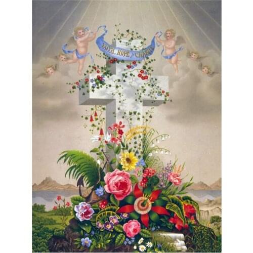 5D DIY square round Diamond Painting Cross and flower Cross Stitch Diamond Embroidery Pattern Rhinestone Home Decor J0256