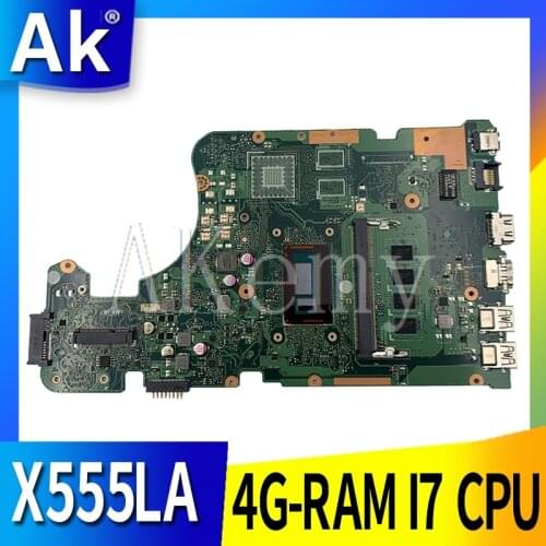 AK X555LD Laptop motherboard for ASUS X555LA X555LD X555LF X555LJ X555L X555 Test original mainboard 4GB-RAM I7-CPU