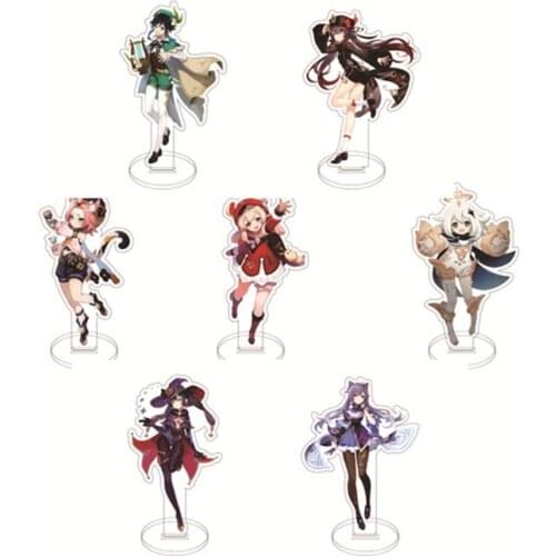 Anime Figure Genshin Impact Diluc Venti Klee Keqing Qiqi Acrylic Stand Model Plate Desk Decor Standing Sign Keychain Fans Gifts