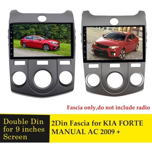 9inch Car Fascia Radio CD Panel for KIA Cerato Forte Naza Forte 2009-2012 Manual AC Dash Install Facia Bezel Adapter Plate Frame