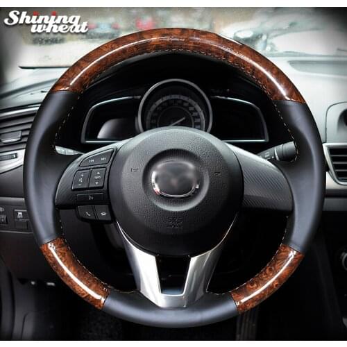 Shining wheat PU Carbon Fiber Leather Steering Wheel Cover for Mazda 2 CX-3 CX-5 Scion iA 2016 Mazda 3 Axela Mazda 6 Atenza