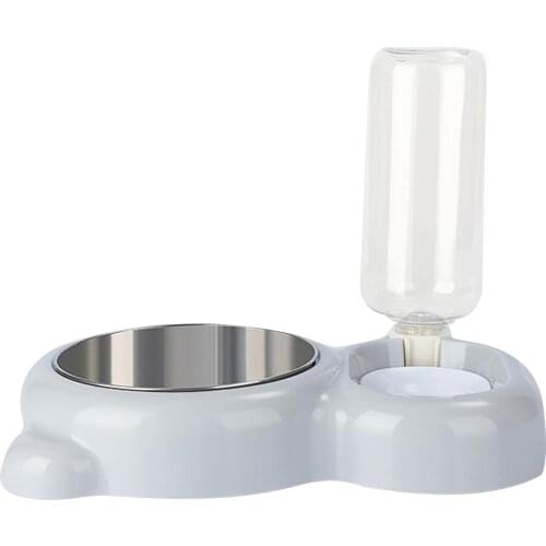 Fast Delivery Pet Cat Bowl Stainless Steel Multifunctional Dog Cat Bowl With Water Bottle High Quality Cat Accessories