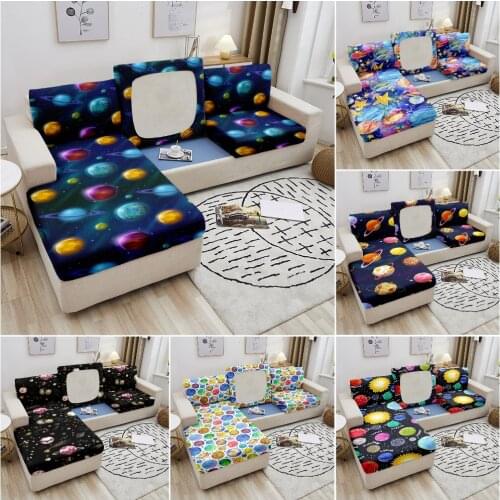 Outer Space Themed Cartoon Sofa Cushion Cover Elastic Furniture Protector Sofa Seat Cushion Slipcover 1/2/3/4 Seats