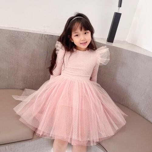 2021 Presale September 10th Kids Dress Dot Pattern Long Sleeve Sweet Toddler Baby Dresses Pink Black Colour Kids Clothing