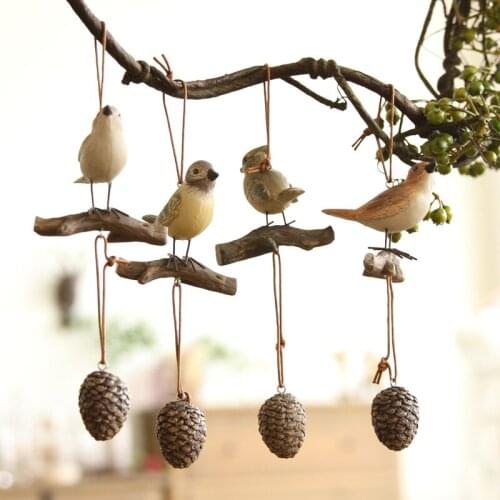 Home Furnishing creative gift pendant ornaments decor accessories American country Vintage bird pineal hanging piece 4 piece