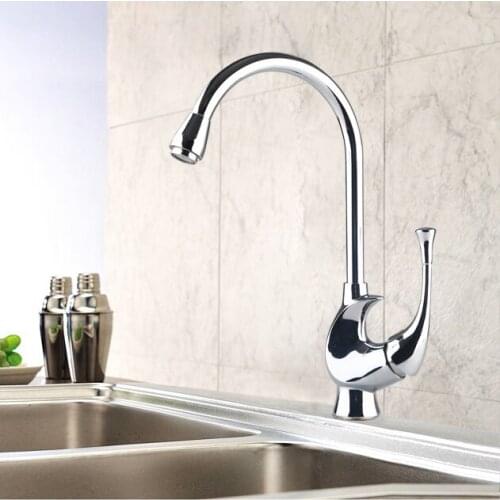 Deck Mounted Chrome Zinc Material Kitchen Sink Faucet