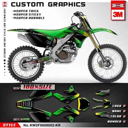 KUNGFU GRAPHICS Personalised Stickers Custom Motocross Decals Kit for KX250F KX 250F 250 F KX450F KX 450F 450 F 2006 2007 2008