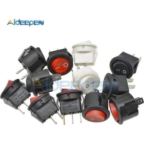 KCD1 15MM Small Round 2 Pin 3 Pin 2 Files 3A/250V 6A/125V AC Rocker Switch Seesaw Power Switch for Car Dash Dashboard Toys