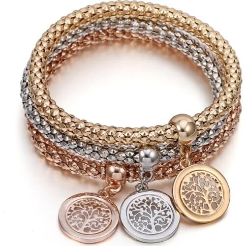 2021 Hot European Fashion Jewelry bracelet Three-layer fashion life tree pendant bracelet Crystal from Swarovskis for Woman