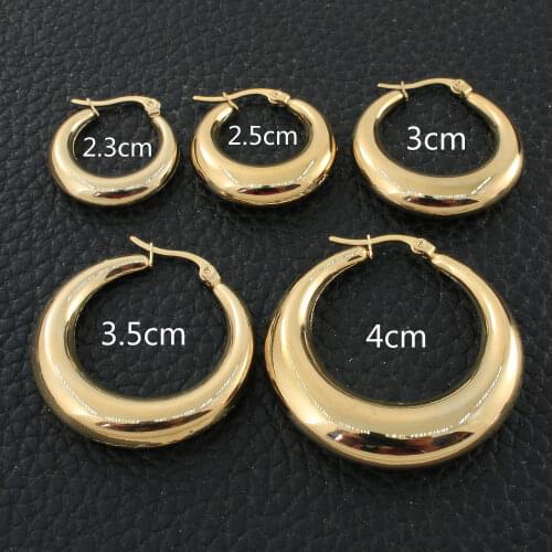 Gold Color Fashion Round Stainless Steel Jewelry Simple Hoop Earrings Personality Bijoux En Acier Inoxydable Femme EGKZAVHP