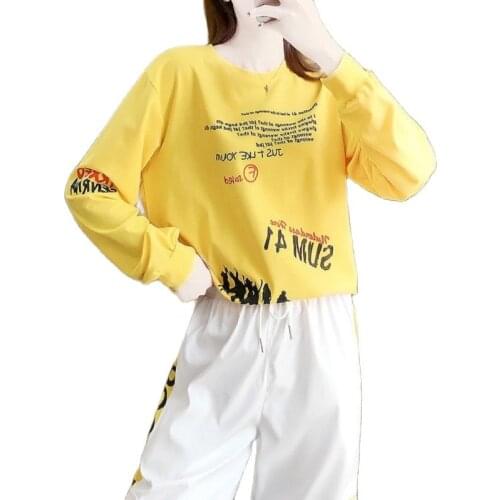 Fashion Sports Suit Korean Autumn 2021 Womens Clothing Loose Student Hip-Hop Casual Sweater New Two Piece Set Women