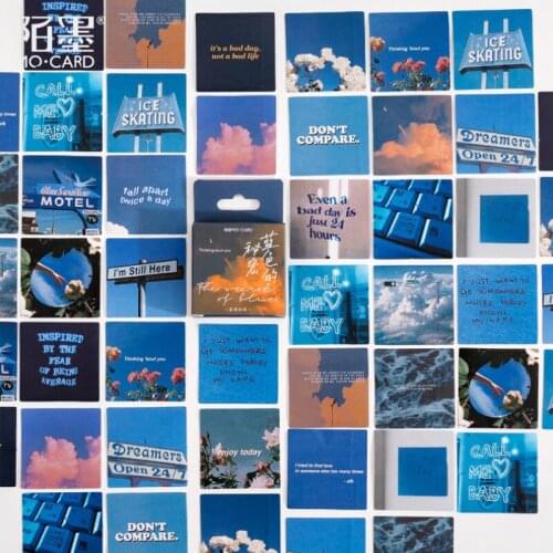 46 Pcs Ins Blue Secrect Decorative Sticker Diy Diary Journal Scrapbooking Planner Label Stickers Aesthetic Kawaii Stationerye