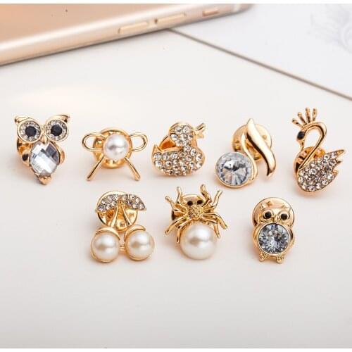 2021 New Brooch Pin Fashion Stunning Crystal Rhinestone Gold Pearl Animal Costume Broochs For Occasions Deco Owl Swan