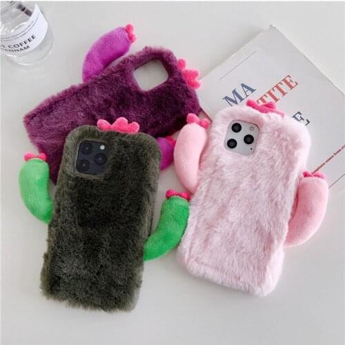 New Luxury Cute Cactus Plush Warm Winter Case For Huawei Honor 9I 9 8X 8 Mate 20X 20 10 9 Pro Plus P9 P10 P20 P30 Lite Pro Case