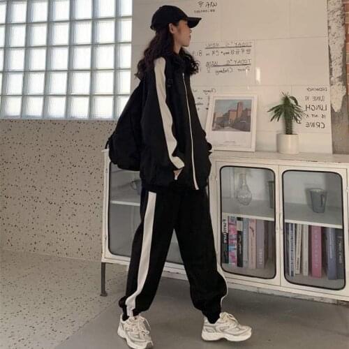 Autumn fashion sports suit womens spring and autumn student loose slimming casual two-piece running suit trendy 0919-2