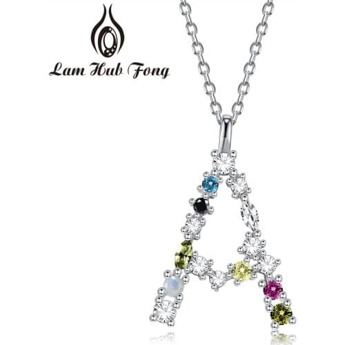925 Sterling Silver Color Necklaces Zirconia Necklace Surname 26 English Alphabet Letter Pendants Necklace Fine Jewelry Gifts